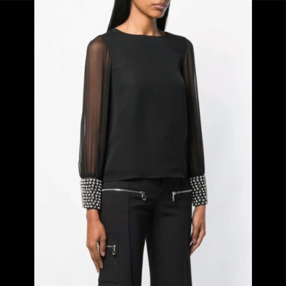 Alice + Olivia Tops - NWT Alice + Olivia Vix Rhinestone Blouse Medium